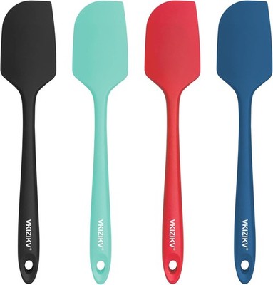 4 Pcs Silicone Spatula Set, 11.4 In, 600°F Heat Resistant Rubber Spatulas for B