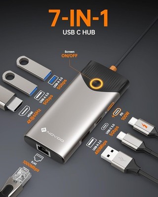 USB C Hub 7 in 1 Adapter mit Ethernet HDMI 100W PD