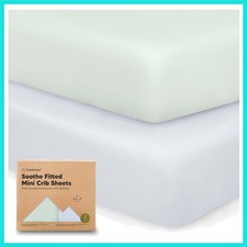 2-Pack Mini Crib Sheets Fitted - 38x26 Pack N Play Sheets for Pack and Play M...