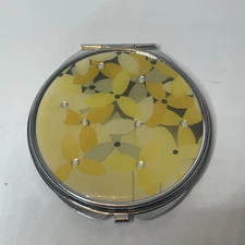 Vintage Compact Mirror Yellow Floral