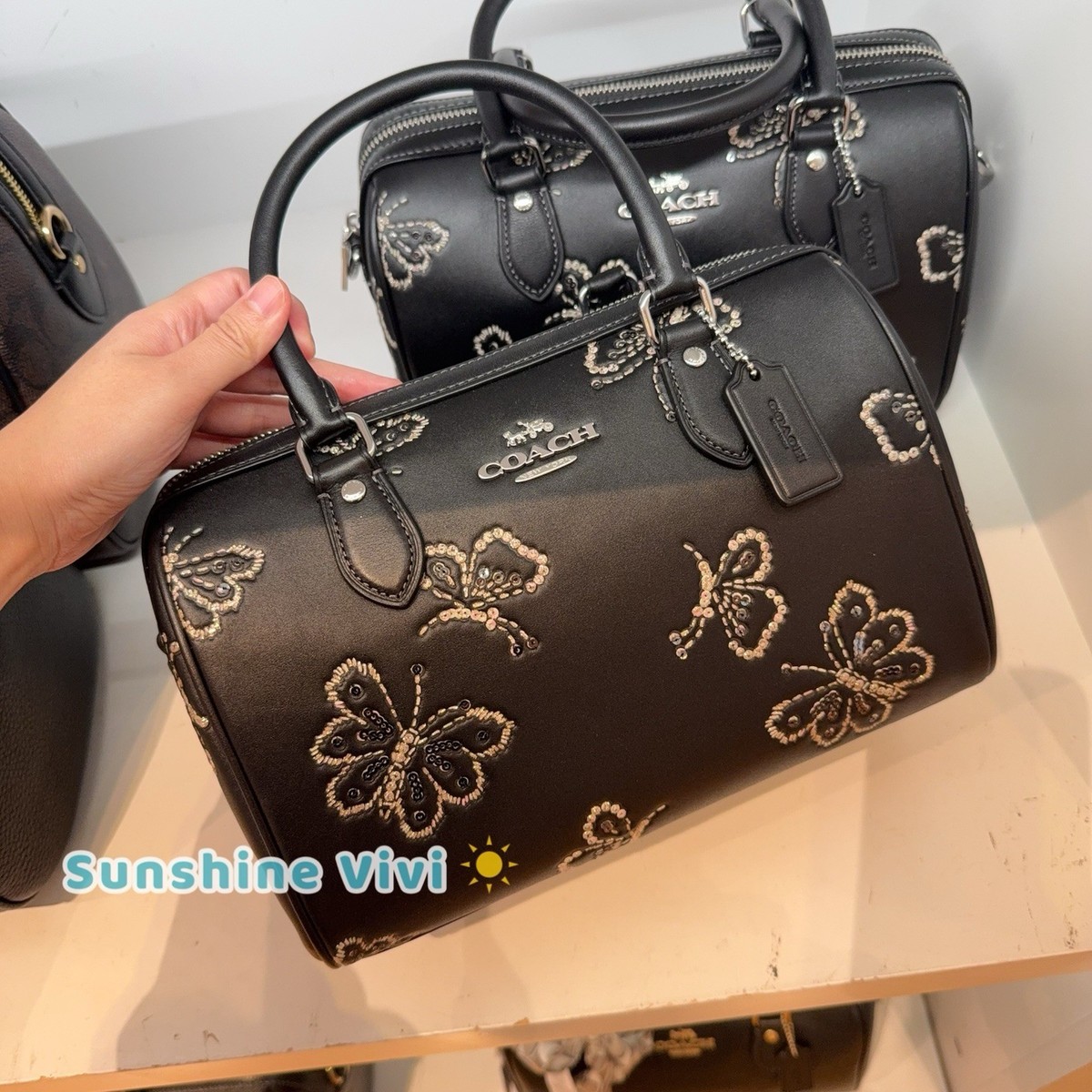 NWT Coach Rowan Satchel Bag With Butterfly Print CCK88 Black