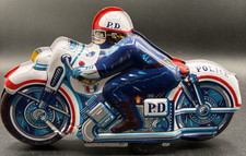Tin Litho Friction Toy Police Motorcycle no. 51 Made In Japan