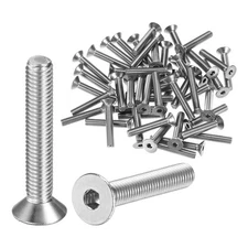 50pcs Flat Head Machine Screws Hex M5x0.8 Stainless Steel 30mm Length