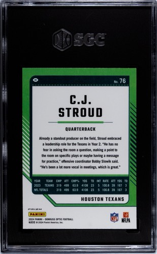 2024 Panini Donruss Optic - C.J. Stroud #76 Holo Prizm SGC 9.5 - Picture 2 of 2