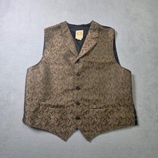 Wah Maker Frontier Clothing Vest Mens Large Black Paisley Western Formal Cowboy
