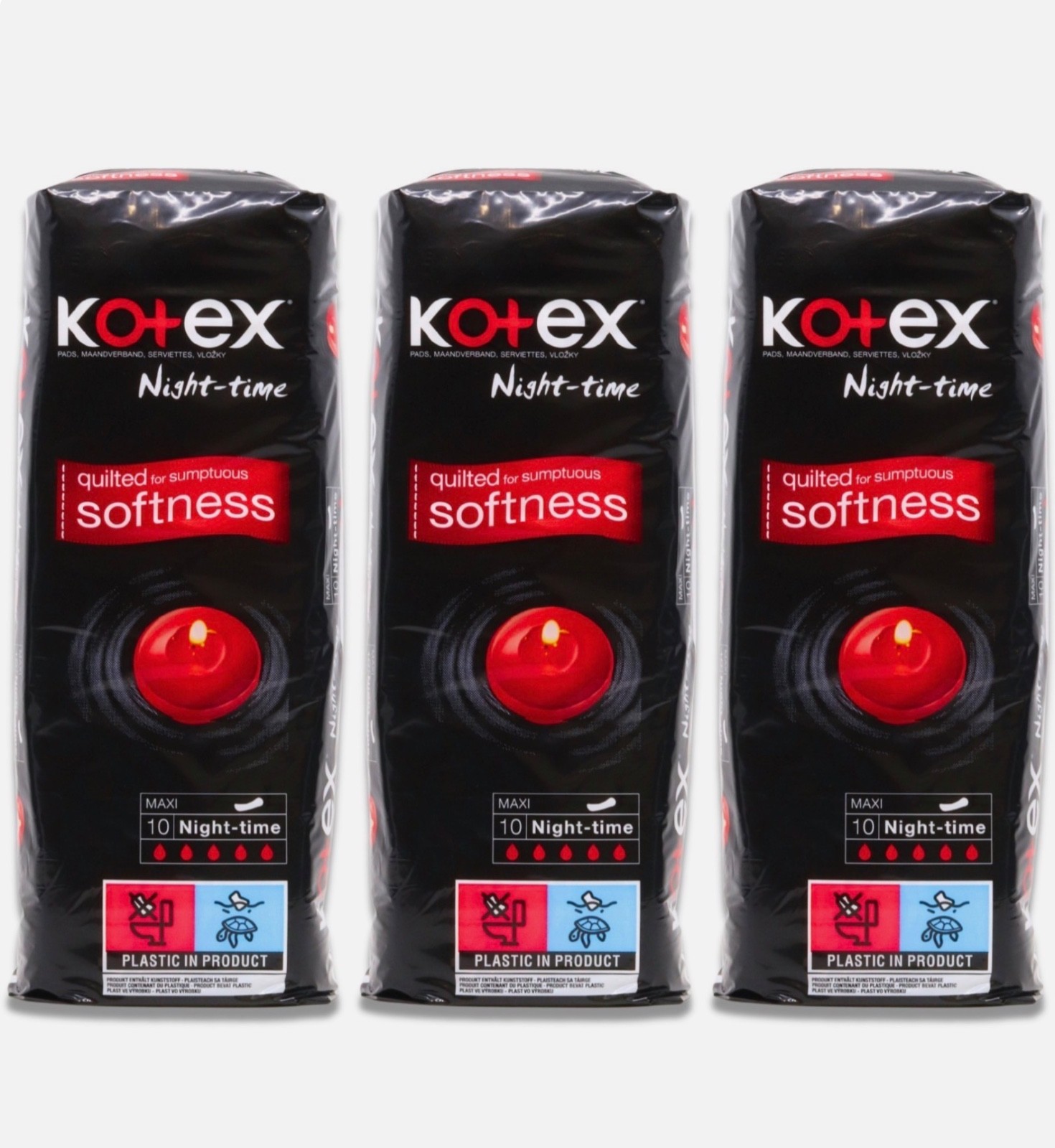 Kotex Maxi Night Time Maxi Pads 10 Pack x3 30 Pads Overnight Protection
