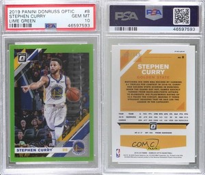 2019 Panini Donruss Optic Lime Green Prizm /149 Stephen Curry #8 PSA 10 GEM MT