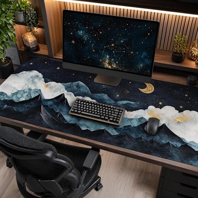 ZOCOZY 3XL Huge Gaming Mouse Pad 48 x 24 inches, Dark Gray Mountains