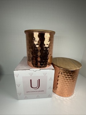 Uncommon James - Hammered Copper Canister 2 piece Storage Set - New In Box