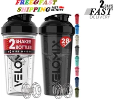 2 Pack 28Oz Protein Shaker Bottles with Wire Whisk Leakproof Shaker Cups