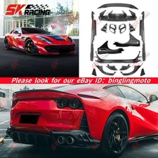 Front Rear Lip Wing Kit Fit Ferrari 812 GTS Superfast 18+ Dry Plain Carbon Fiber