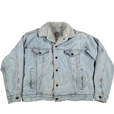 Vintage Levi's Sherpa Lined Denim Trucker Jacket Made in USA Light Wash 70609 L