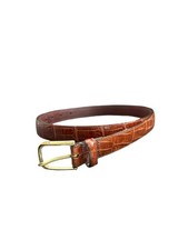 Brighton Brown Croc Embossed Leather Belt Women  s Size M Brass Buckle USA Made
