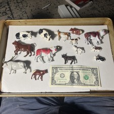 14  Vintage Britains Era Lead Milk Cows + Bulls  Great Condition 1