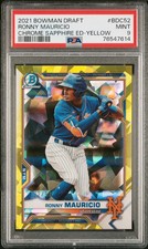 Ronny Mauricio 2021 Bowman Draft #BDC52-Chrome Sapphire Ed Yellow 32/99 PSA 9