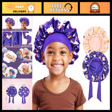 Reversible Silk Bonnets for Girls - 2 PCS Satin Sleep Caps with Wide Elastic Ban