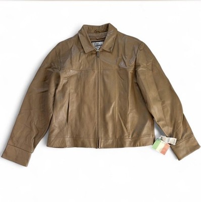 Wilsons Leather Men's Genuine Italian Leather Jacket Tan Large NWT
