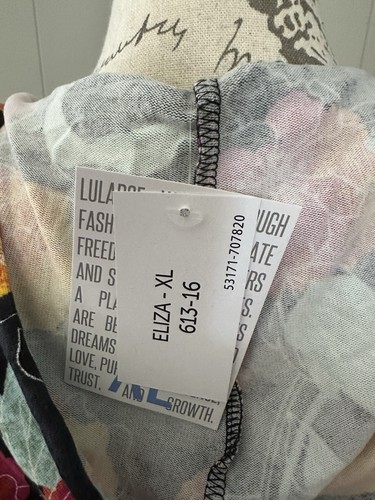 Lularoe Eliza Long Sleeve Top Shirt Hoodie XL Extra Large Flower Print New - 第 4/4 張圖片