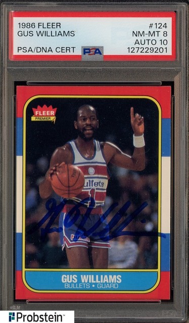 1986-87 Fleer Basketball #124 Gus Williams Bullets PSA 8 PSA/DNA 10 AUTO