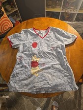 Disney Winnie The Pooh Womans Scrub Top Size Large
