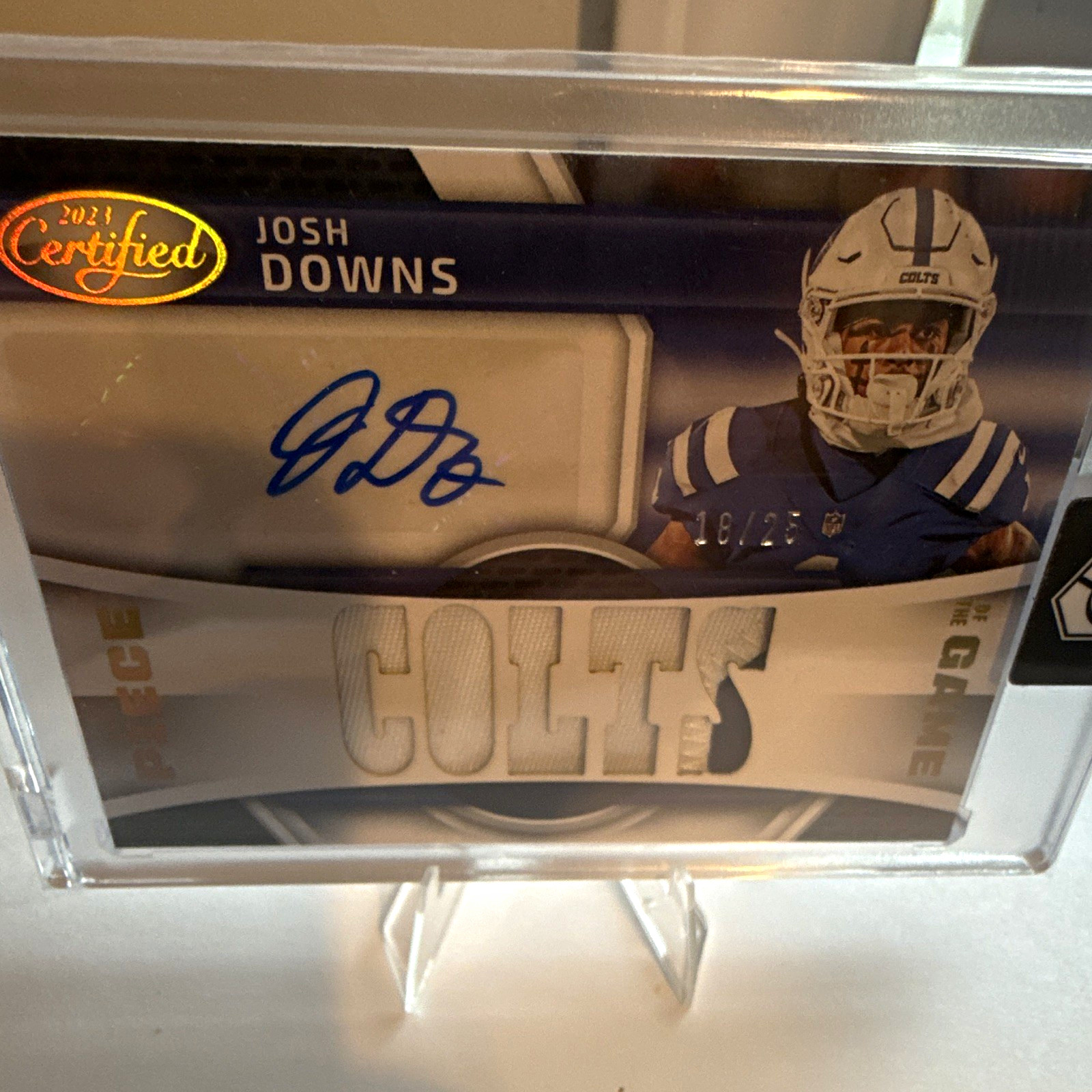 Panini 2023 Certified Josh Downs Piece of the Game Auto RC Gold /25 Colts