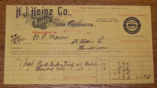 Antique 1901 Billhead Receipt H.J. Heinz Co. Pickles Food Prod. Philadelphia PA
