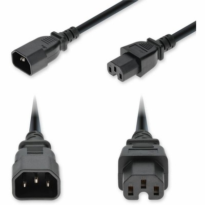 AddOn 10ft C14 Male to C15 Female Standard Commercial 14 AWG 250V at 15A PVC SJT