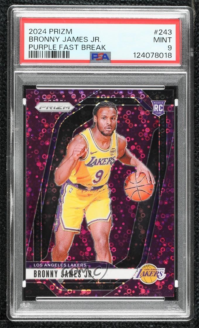2024 Prizm Fast Break Purple 58/75 Bronny James Jr #243 PSA 9 MINT Rookie RC 8d9
