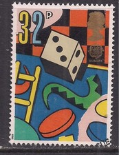 GB 1989 QE2 32p Europa. Games & Toys used Ex FDC SG 1438 ( K1746 )