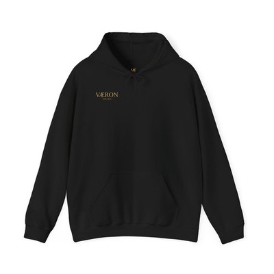 Goldrose Hoodie Schwarzer VAERON Unisex Pullover mit floraler Rückenillustration