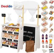 Kids Grocery Store Playset,Pretend Play Store Toy Wooden Supermarket Shopping