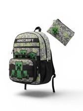 Bioworld Minecraft Creeper Backpack Set 5 Piece Lunch Utility Case School New