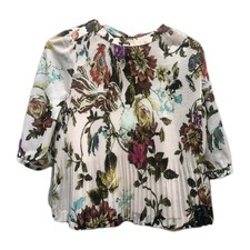 Image of Ted Baker Floral Pleated Chiffon Blouse Size 1 UK 8-10 NEW Stunning Floral Print