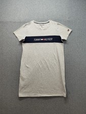 Tommy Hilfiger Women Shirt Dress M Grey Crew Neck Logo Pullover Comfort Casual