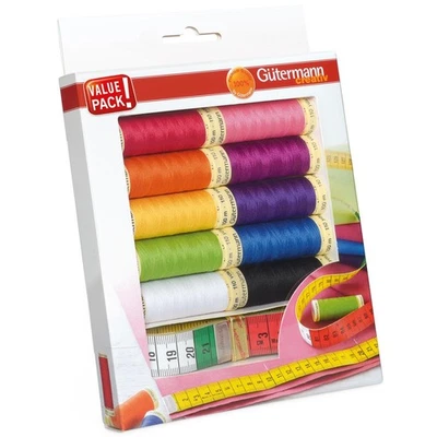 Gütermann Allesnäher + Maßband Nähfaden-Set (10 Farben/ 100 m) - Bild 1 von 2