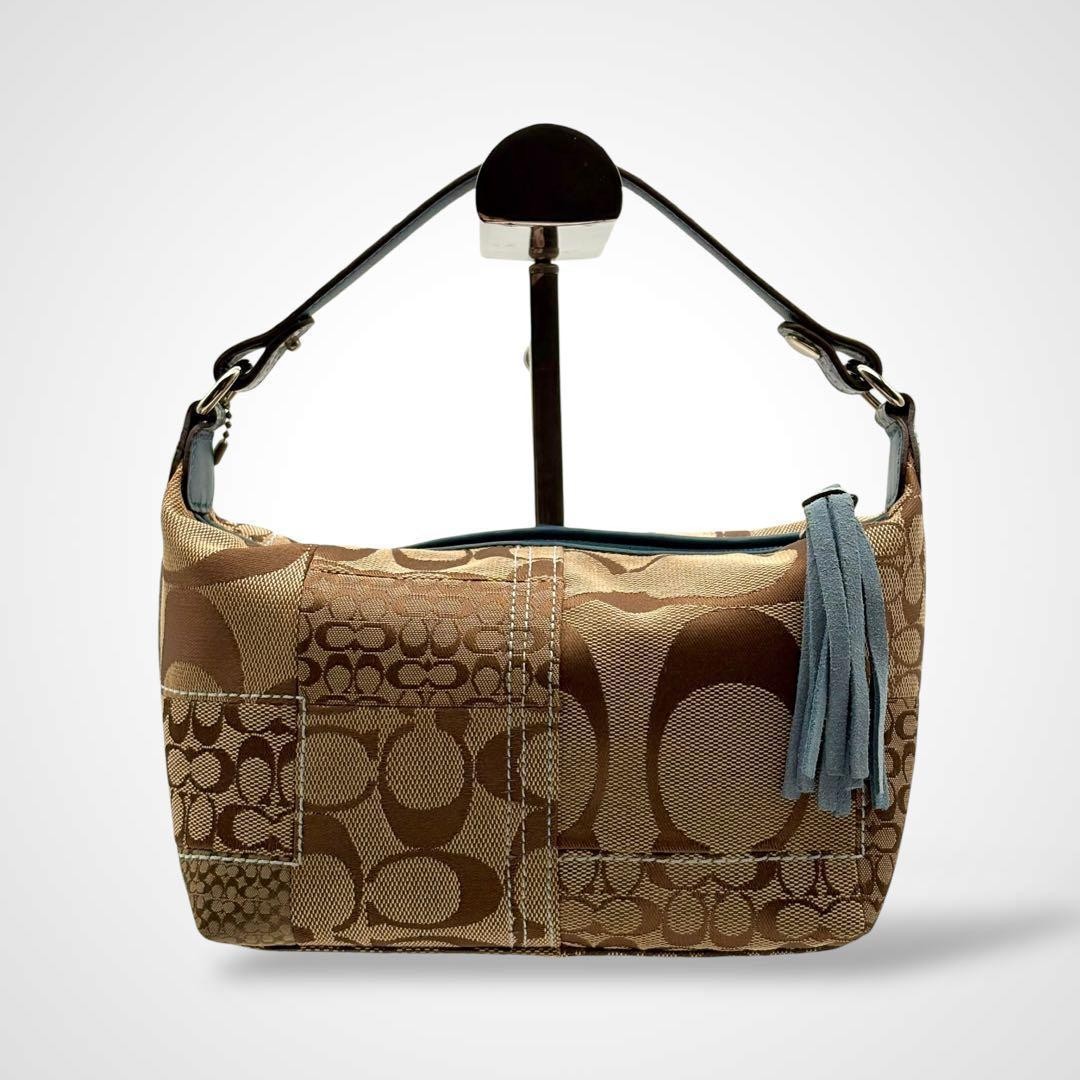 COACH Accessory Pouch Patchwork Shoulder Bag Beig… - image 2