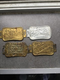 Lot de 4 anciennes plaques fiscales de vélo. 1927 38 39 et 41