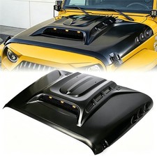 Steel Vented Hood Scoop With Amber Led Lights For Jeep Wrangler Jk Jku 2007-2018