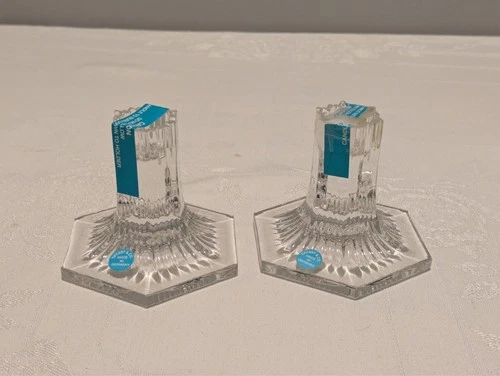 TIFFANY & CO Vintage Louis Comfort 1992. 2 Crystal Candlestick Candle Holders.