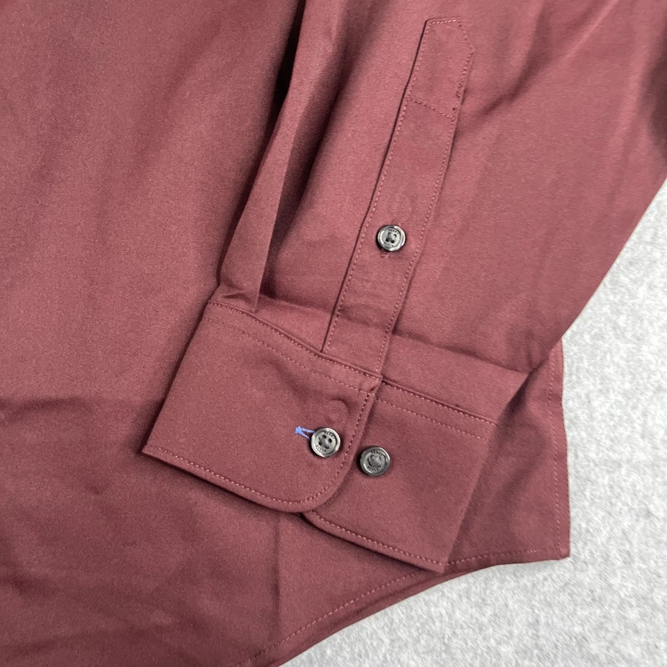 Perry Ellis Motion Shirt XL Burgundy Strech Casual Button Up Long Sleeve Men New - Image 2 of 4