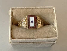 Rare WWI "SON IN SERVICE RING" 10K Solid Gold w/ Enamel Star; Sz 6; All Original