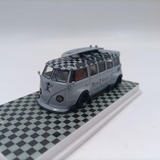 Diecast T1 Style Bus Wide Body 1:64  Gray Alloy Model Collectible Car