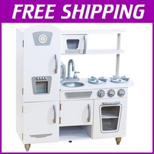 Vintage Wooden Play Kitchen with Ice Maker, White