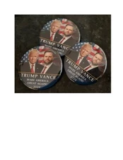 (3) 2.25" TRUMP & JD VANCE CAMPAIGN BUTTONS - LET'S BUTTON UP THE PRESIDENCY!