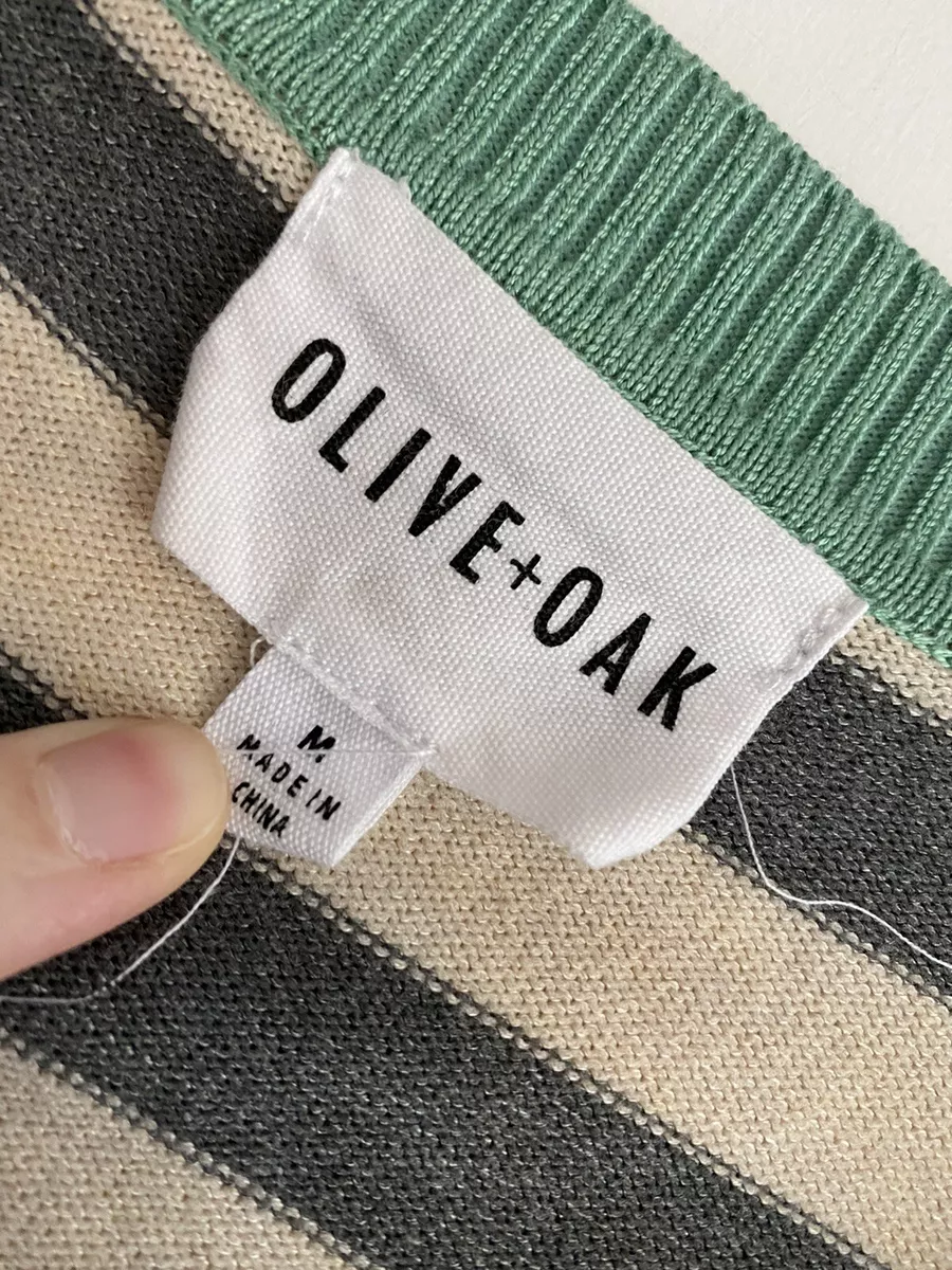 AH63 Olive Oak Maryanne Striped Pullover Sweater Womens Medium