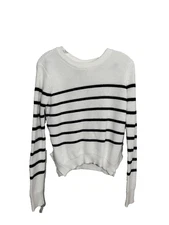 LOVERS FRIENDS Sweater Womens Medium Black Pullover Striped Open Back XS