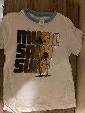 Gymboree White Cotton T Shirt 7 Vintage Feel Music Sand Surf Graphic Palm Tree