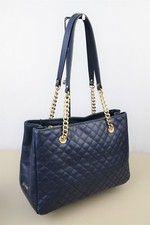 Ripani 6844 Piave Blue Quilted Napa Leather Satchel Handbag 100% Made In Italy