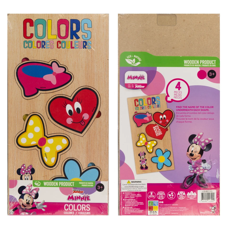 Minnie Mouse Wooden Puzzle 3 Sets – Bilingual English/Spanish Educational Toy - Image 4 of 4