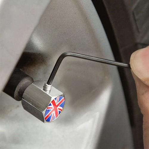 4-Pack British Flag Tire Valve Caps - Silver Aluminum Alloy & Copper Car Accessories - View #11
